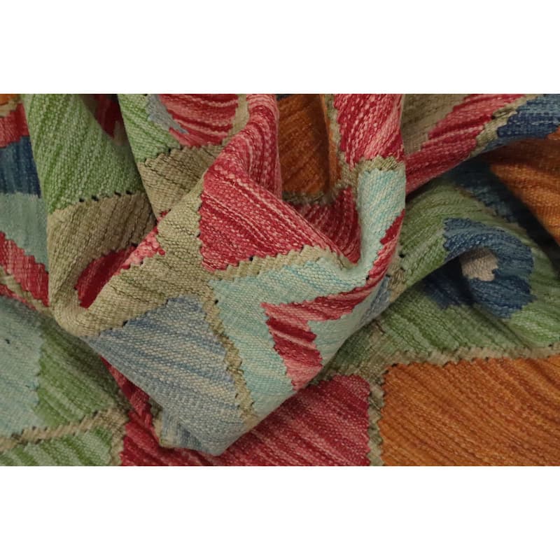 Hand Woven Oriental 100% Wool Carpet Southwestern Tribal Multi-Colored Kilim Area Rug - 5' 11'' X 4' 2''