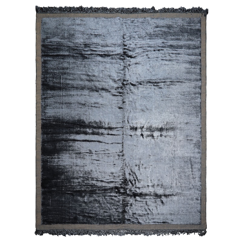 9'9''x12'8'' Hand knotted Bamboo Silk Slate Tibetan Modern & Contemporary Rug - 9' 9'' x 12' 8'' - 9' 9'' x 12' 8''