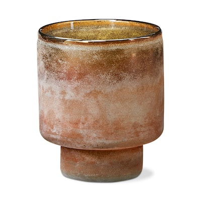 Moda Art Glass Hurricane - Small Decorative Vase & Candle Holder, Brown Glass, 5.5" H x 4" Dia, Summer Decor