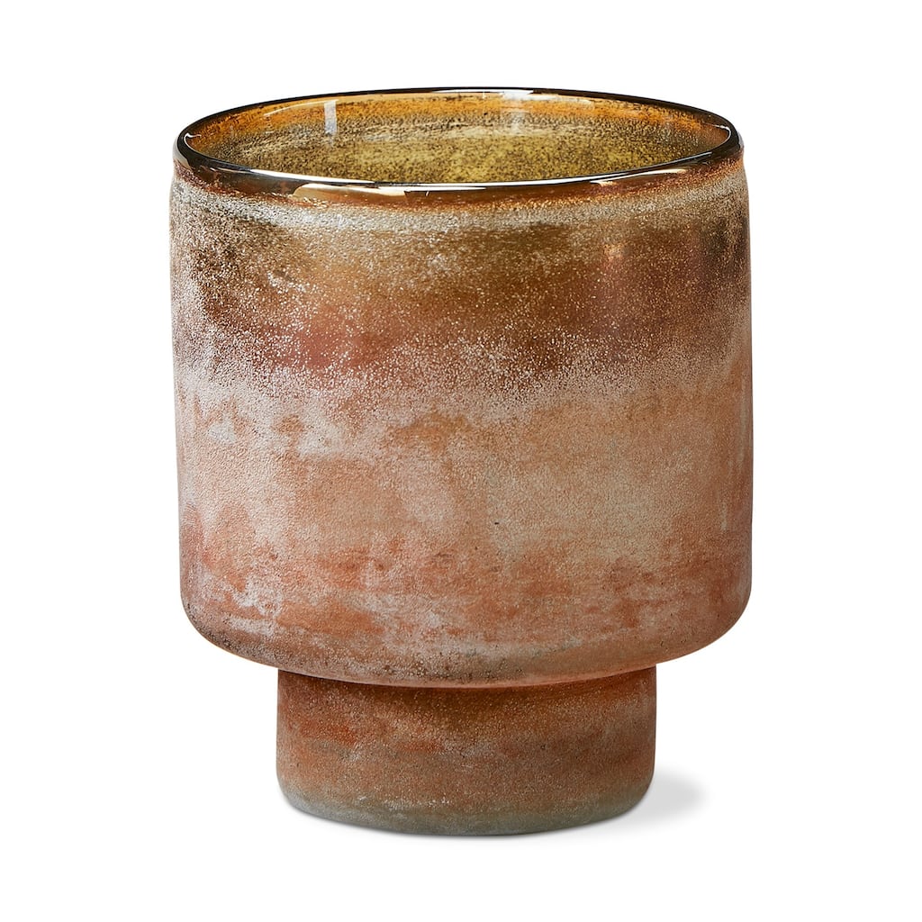 Moda Art Glass Hurricane - Small Decorative Vase & Candle Holder, Brown Glass, 5.5" H x 4" Dia, Summer Decor