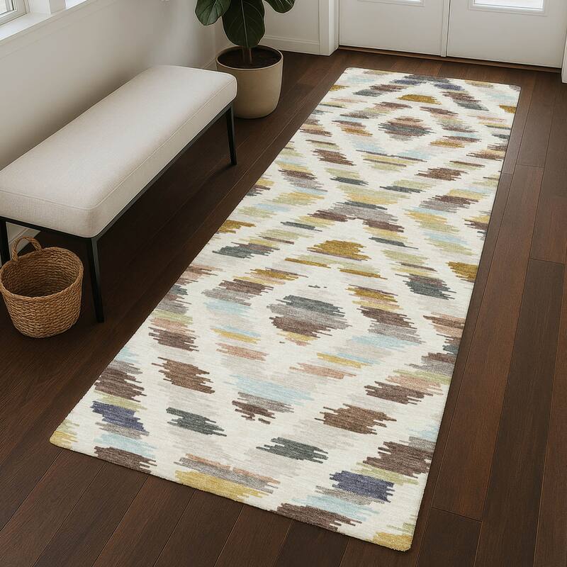 Machine Washable Indoor/ Outdoor Global Diamdon Chantille Rug