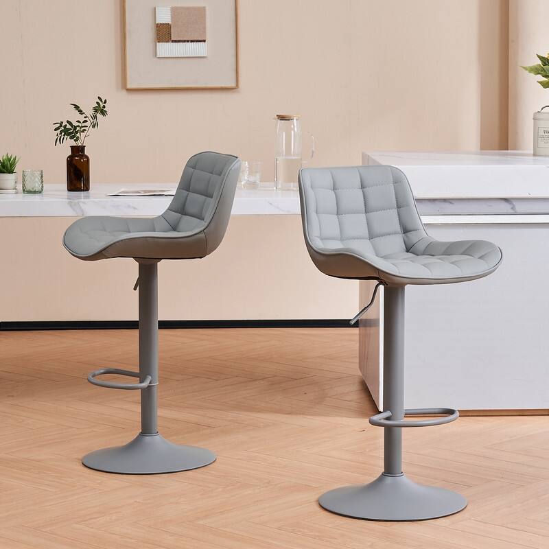 Adjustable Height Bar Stools Set of 2, Faux Leather Barstools for Kitchen Island Counter