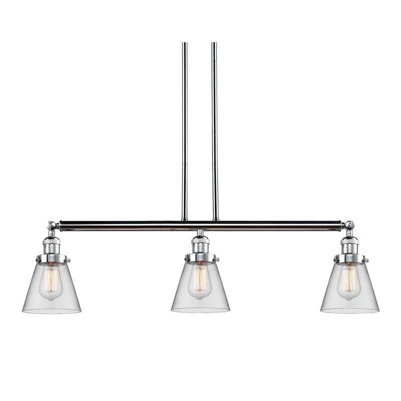 Innovations Lighting Small Cone 3 Light 39" Wide Linear Chandelier - Polished Chrome / Clear