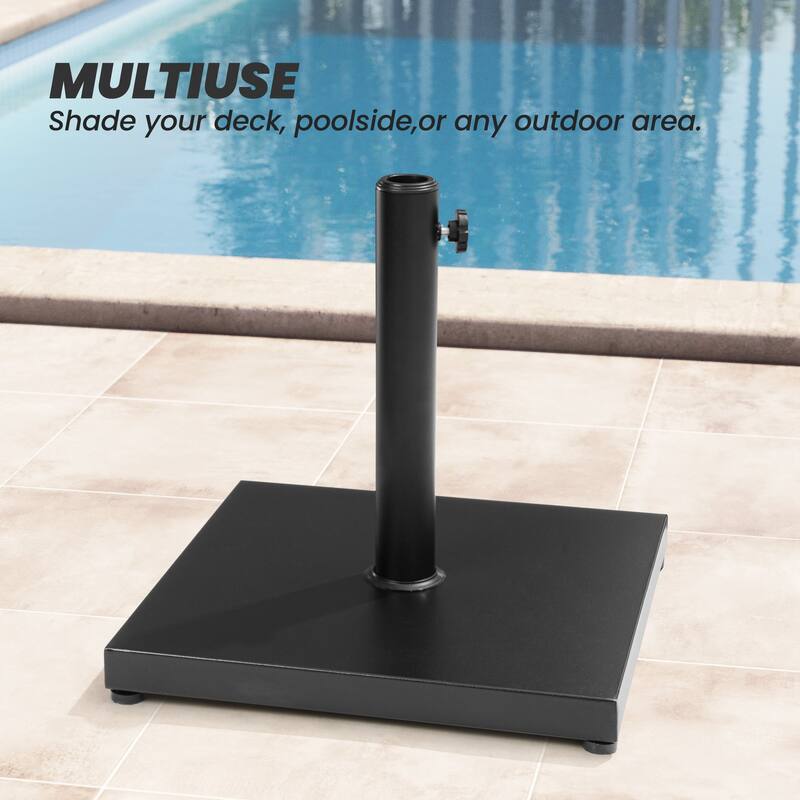 Umbrella Base Holder Square Weighted Stand for Outdoor Market Umbrella, Cement Concrete Steel