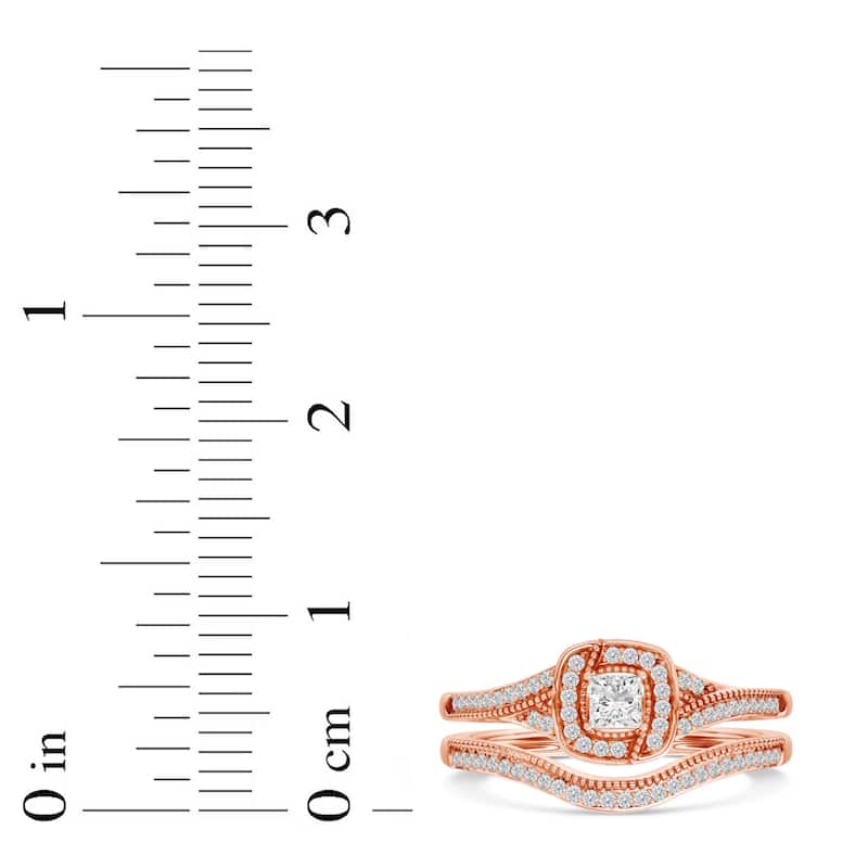 1/3ct TDW Diamond Halo Bridal Set in 10K Gold for Women