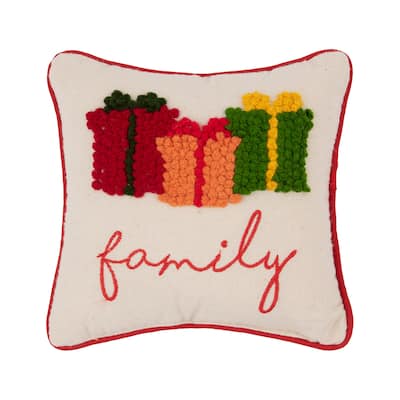 Family Presents French Knot Throw Pillow