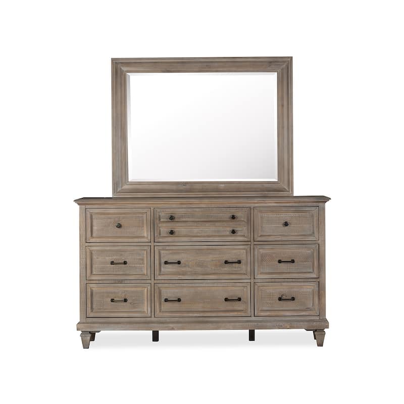 Magnussen Home Lancaster Dovetail Grey Drawer Dresser with Landscape Mirror