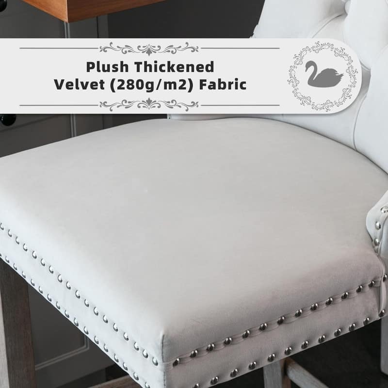 Wing Back Velvet Tufted Nailhead Barstools(Set of 4)