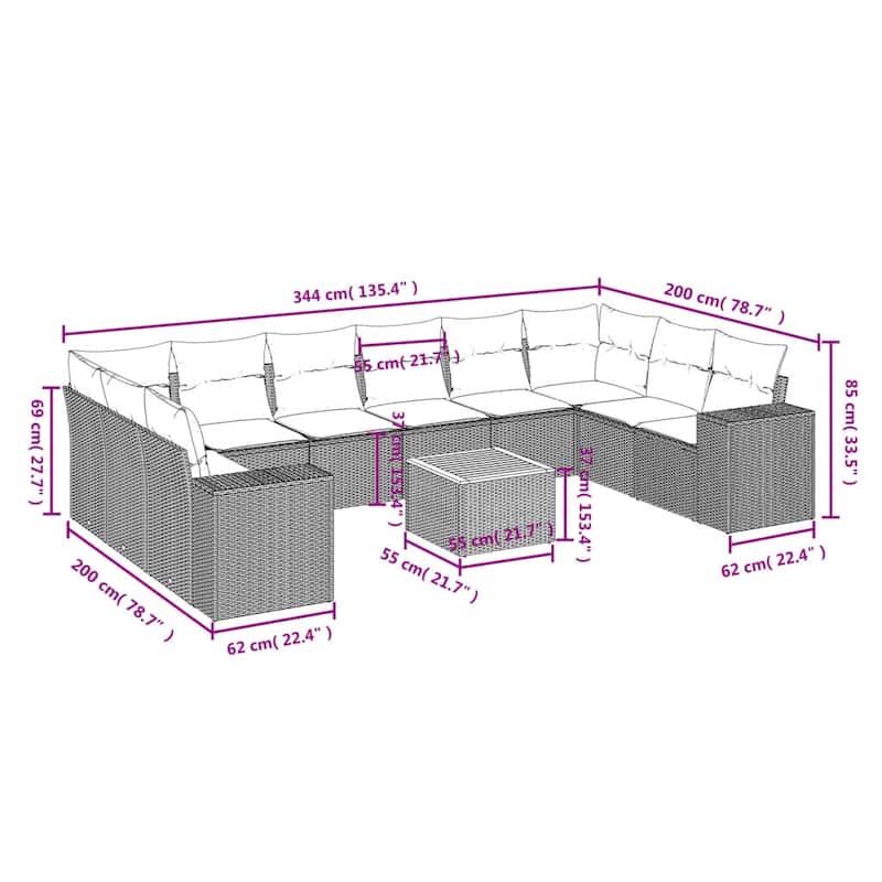 vidaXL Garden Sofa Set Black