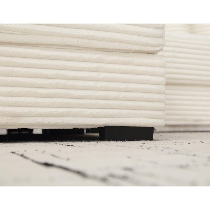 L Shaped Modular Sectional Sofa with Chaise, Oversized Corduroy Upholstered Sleeper Sofa, Floor Corner Sofa with Throw Pillows