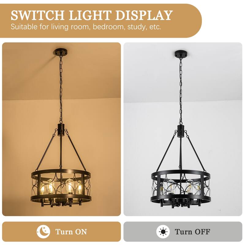 19.68-inch Retro Elegant 6-Light Metal Chandelier with Adjustable Height