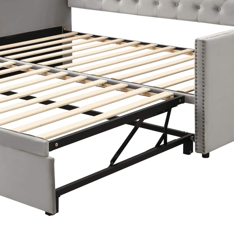 Upholstered Sofa Bed with Pop-Up Bed Frame