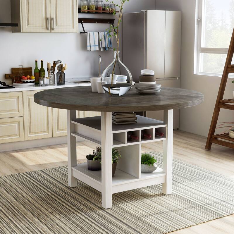 Furniture of America Drov Farmhouse 60-inch Expandable Counter Height Table - White