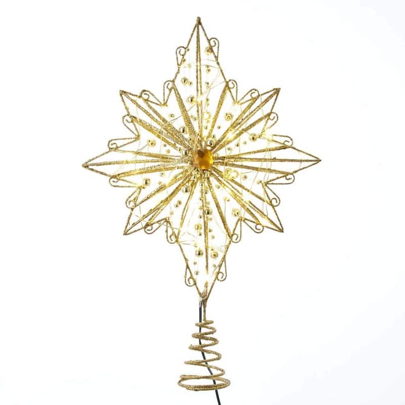 Kurt Adler 15.5-Inch 30-Light Fairy Light Gold Star Treetop - 15.5"