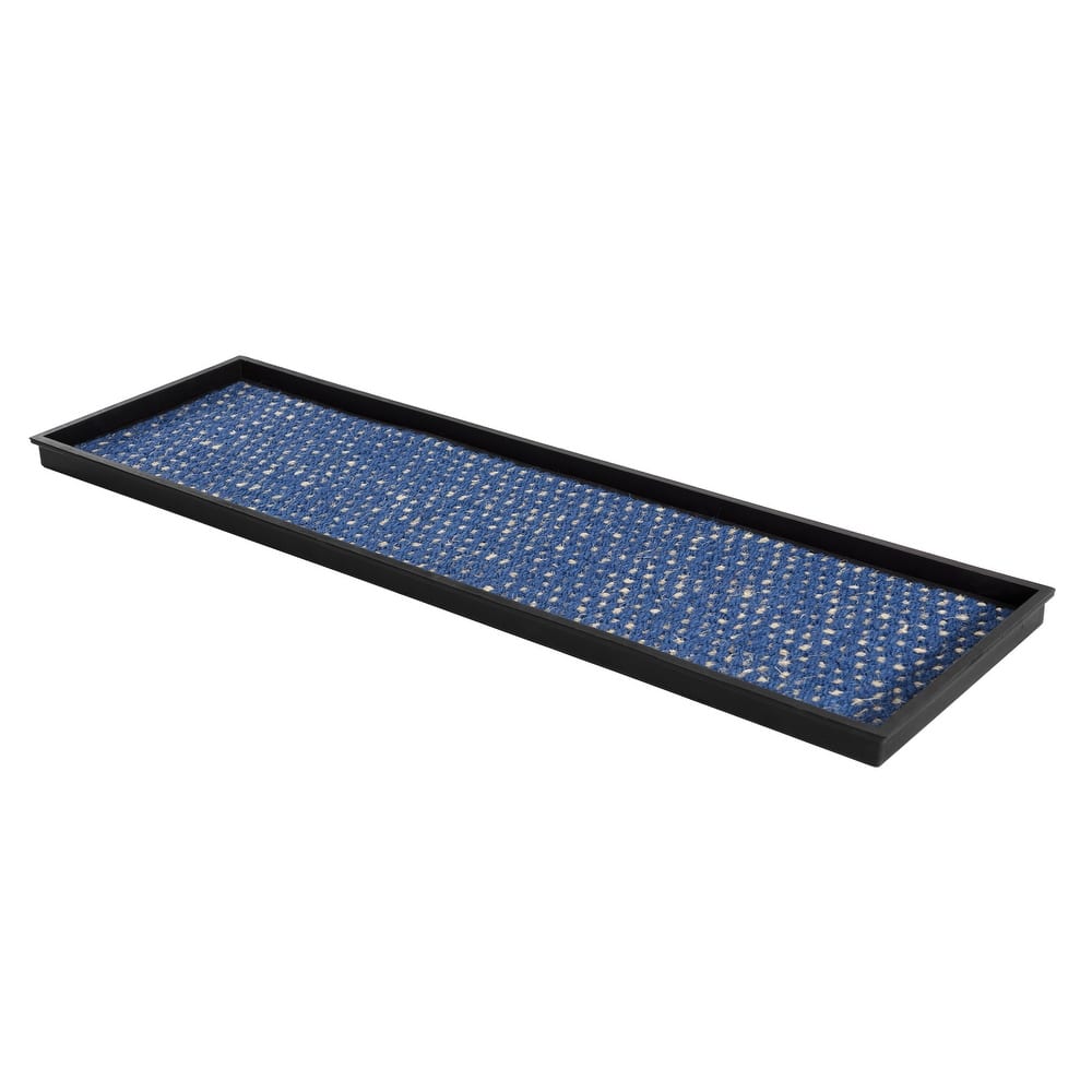 Natural and Recycled Rubber Boot Tray with Blue and Ivory Coir Insert - N/A