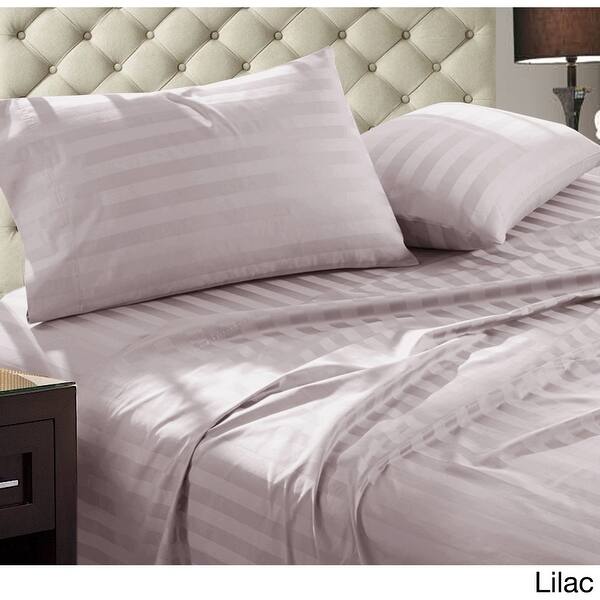 Luxury Soft 100/%Egyptian Cotton 300 Thread Count Sateen Stripe Damask Sheet Set