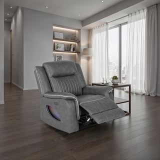 Furniture of America Arthon Fabric Power Recliner with LED Light and USB Port
