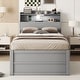 preview thumbnail 19 of 23, Twin Size Wooden LED Platform Bed with Trundle, with Storage Headboard, with Drawers
