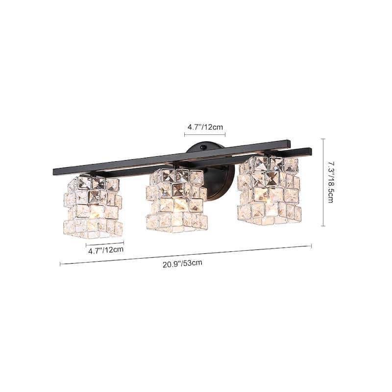 Mosaic Crystal Cube Shade Linear Bathroom Vanity Light