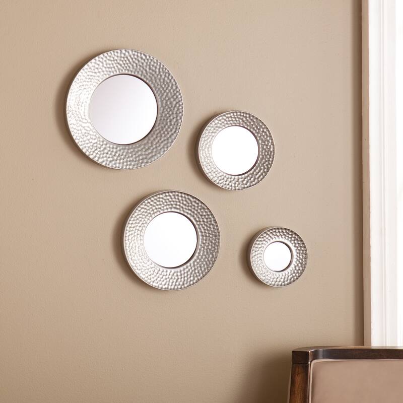SEI Furniture Rehni Hammered Silver Sphere Wall Mirror Set