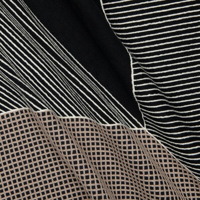 Handwoven Striped Embroidered Cotton Throw Pillow - 24" - Black and White