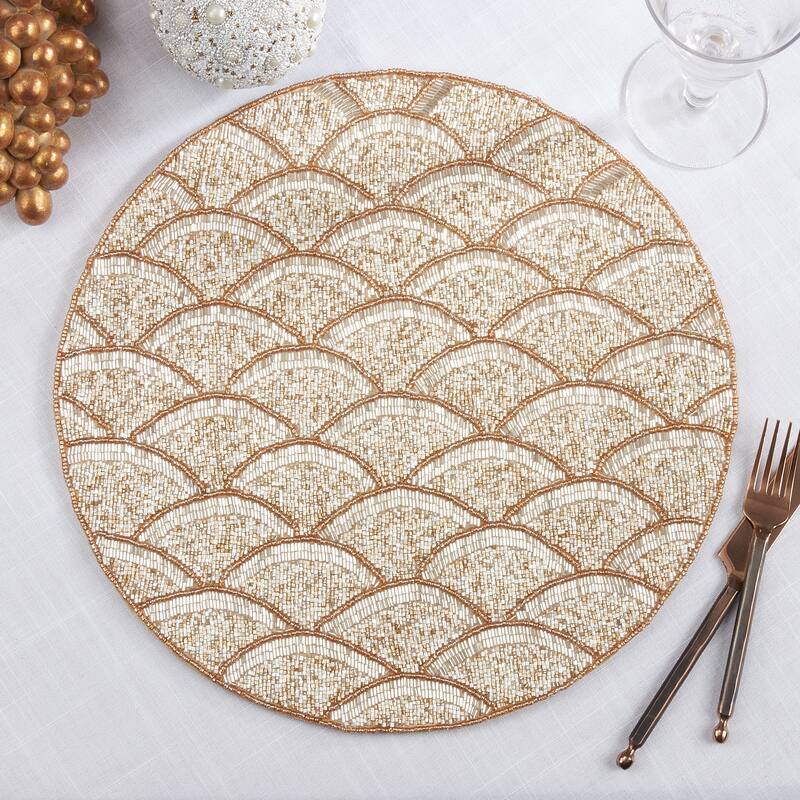 Beaded Placemats With Scallop Design (Set of 4)