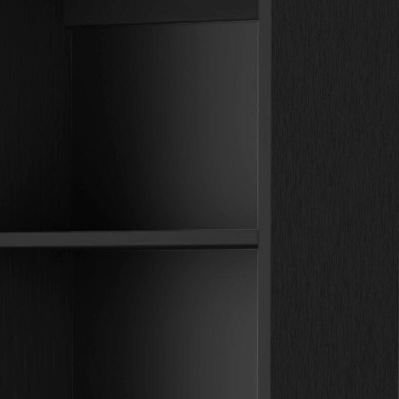 HomeRoots 70" Black Wood Five Tier Bookcase