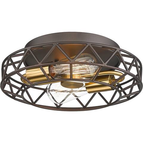 2 light cage ceiling light fixture farmhouse Semi Flush Mount Ceiling Light with bronze finish