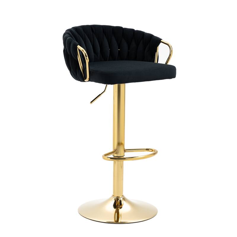 2 Set Counter Height Adjustable Velvet Bar Stools