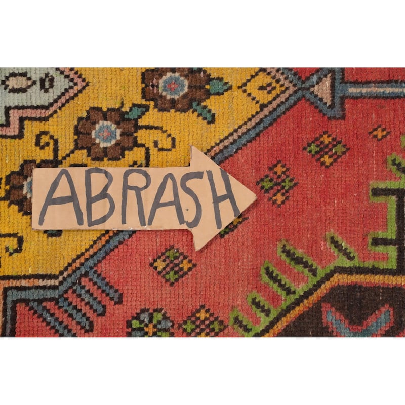 Hand Knotted Oriental 100% Wool Carpet Traditional Geometric Oranges & Rust Ardebil Runner Rug - 13' 9'' X 3' 11''