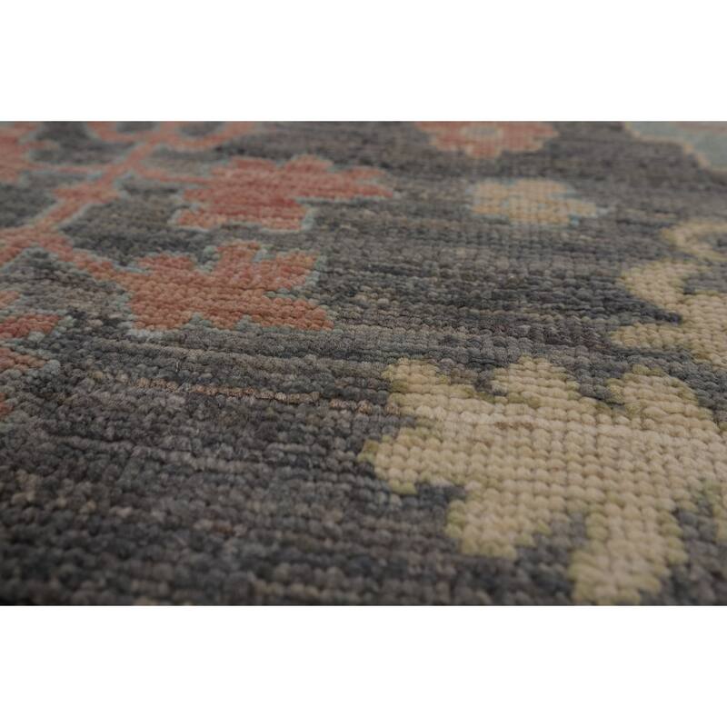 Vegetable Dye Oushak Oriental Area Rug Handmade Grey Wool Carpet - 8'4"x 9'11"