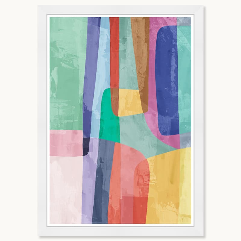 Wynwood Studio Dripping Cascade Framed Retro Colorful Abstract Prints - 15 x 21 - White