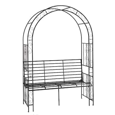 6.7' H Metal Outdoor Arbor With Bench