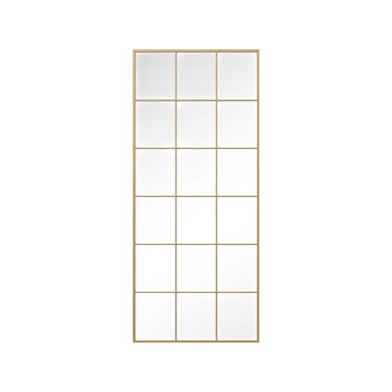 HomeRoots 69" Gold Iron Windowpane Framed Full Length Mirror - 30.00 in. x 69.00 in. x 1.05 in.