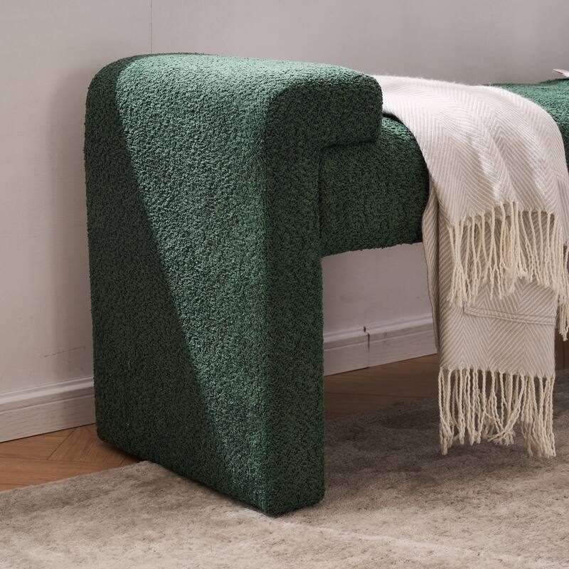 54" Boucle Bedroom Bench with Channel Tufted Modern Entryway Bench Window Bench End of Bed Bench