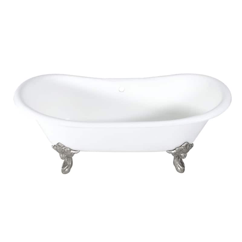 Kingston Brass Aqua Eden 72 Clawfoot Cast Iron Soaking Tub with Center