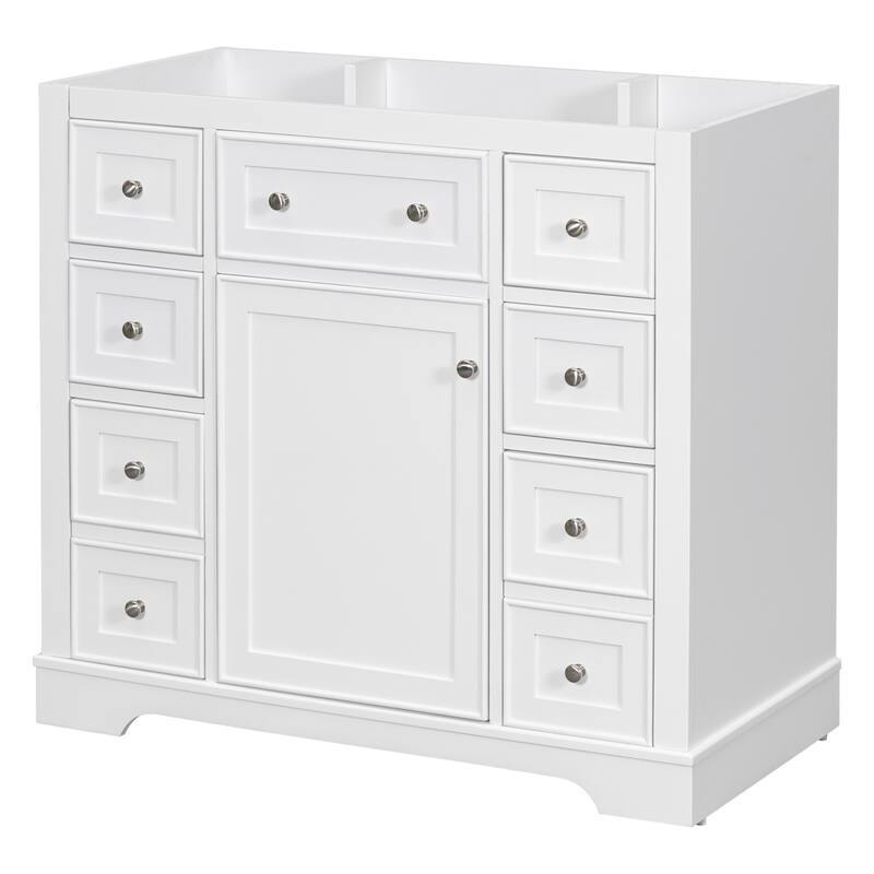 36" Bathroom Vanity with Six Drawers, White - without Sink