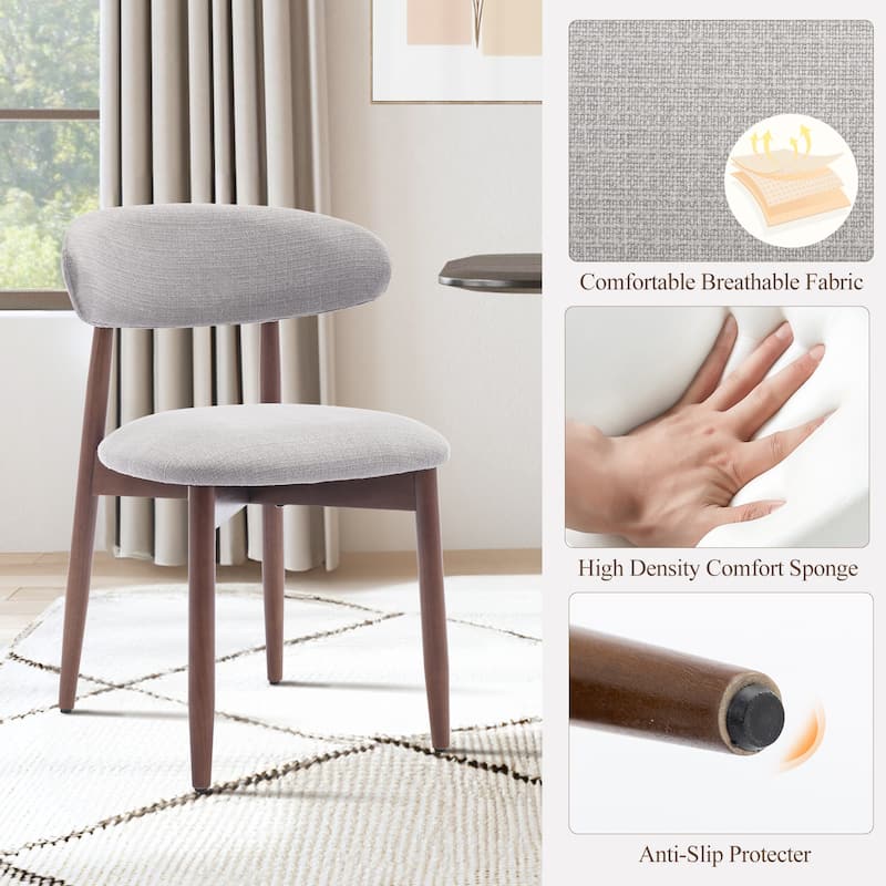 Modern Farmhouse Wooden Dining Chairs (Set of 2/4/6) – Upholstered Fabric Side Chairs with Floor Protectors