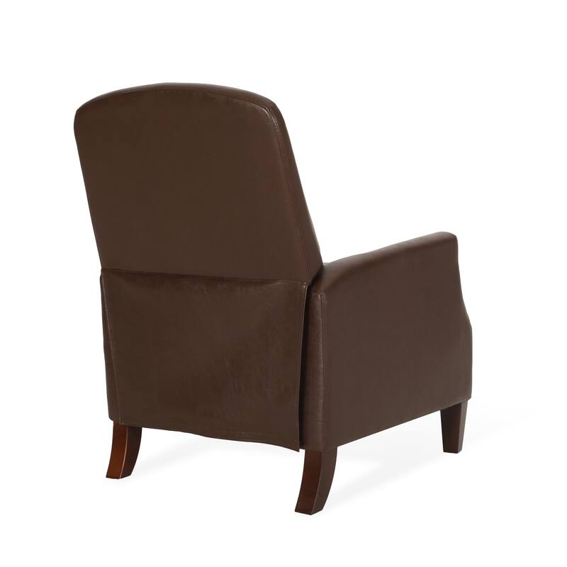 Roomfitters Dark Brown PU Leather Recliner Chair with Rivets, Comfortable Recliner for Living Room