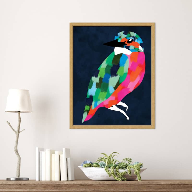 Patchwork Perfection Bird by Kintsugi99 Framed Canvas Wall Art
