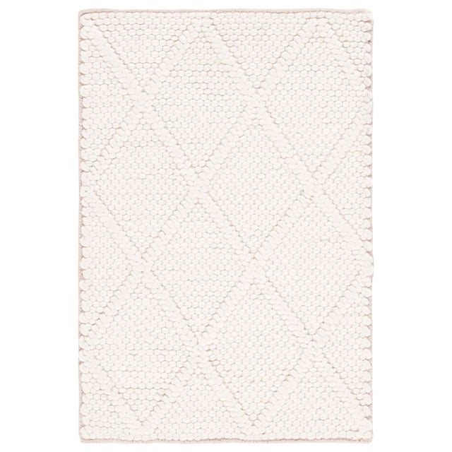 SAFAVIEH Handmade Natura Qiong Wool/ Viscose Trellis Rug - 2' x 3' - Ivory/Ivory