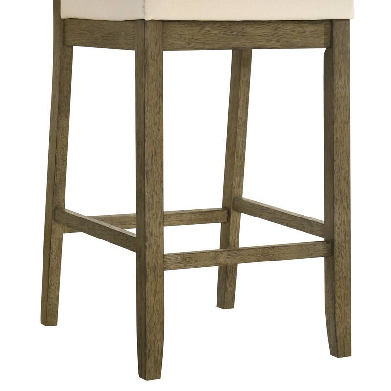 Yanely Mdoern Bar Stool, Upholstered Counter Height Stool with Solid Wood Legs
