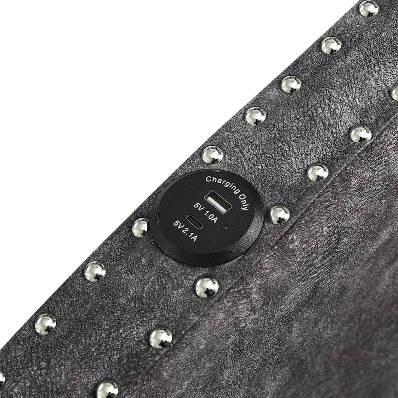 Twin Size Daybed with Pull Out Bed Trundle, Upholstered Button-Tufted Backrest Sofa Bed with Nailhead Trim & USB Charging Ports