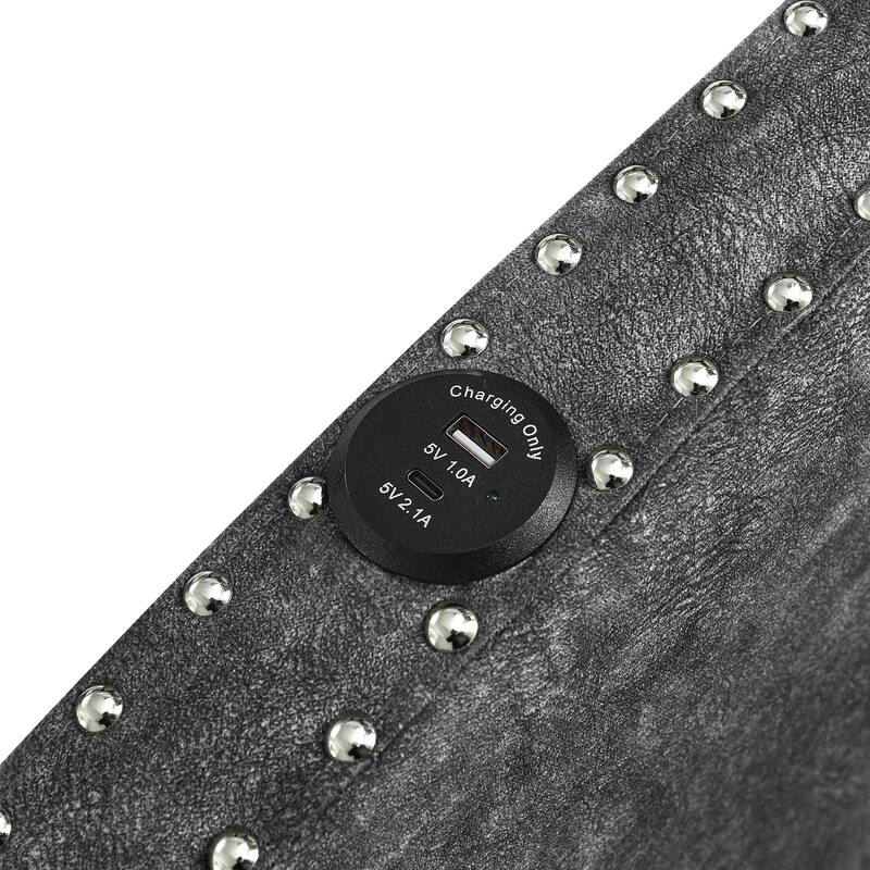 Twin Size Extendable Daybed with Pull-Out Bed, USB Charging Ports, Button Tufted Back & Nailhead Trim