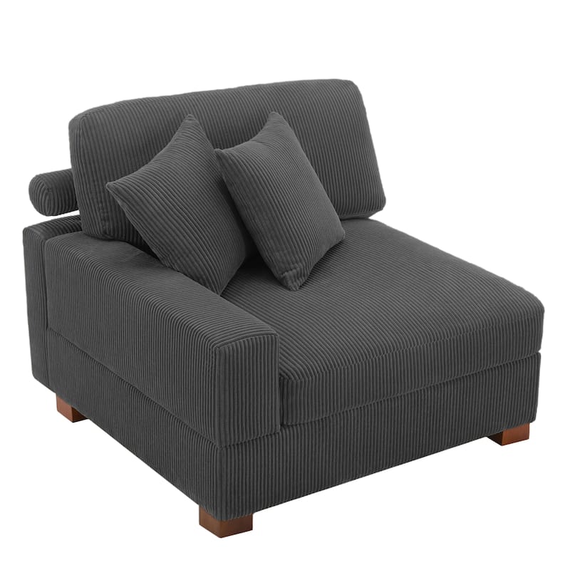 Upholstered Corduroy Modular Sectional Sofa with 2 throw pillows