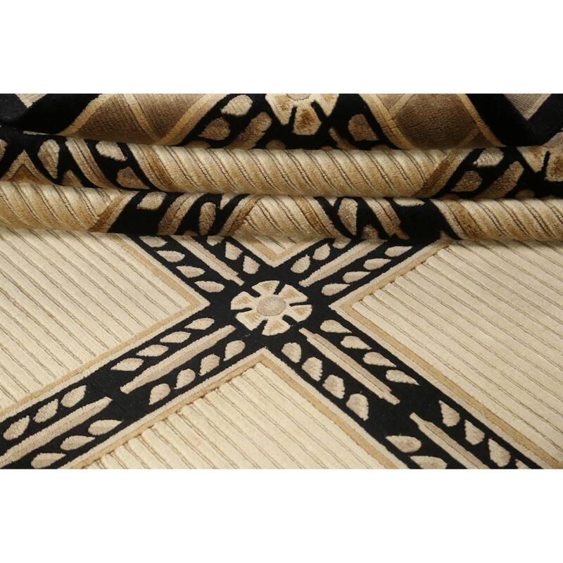 Geometric Nepalese Vegetable Dye Oriental Wool Area Rug Hand-knotted - 6'2" x 9'3"