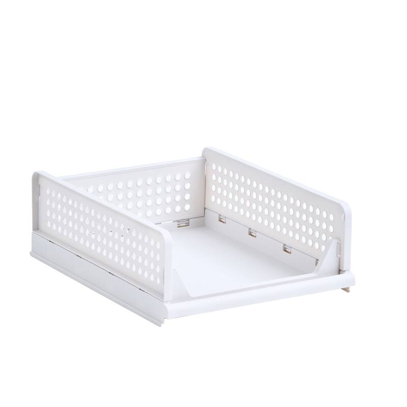 Javlergo 4 Pack Stackable Plastic Storage Basket M-Size Foldable Closet Organizers and Storage Bins Drawer Shelf - 4-Tier