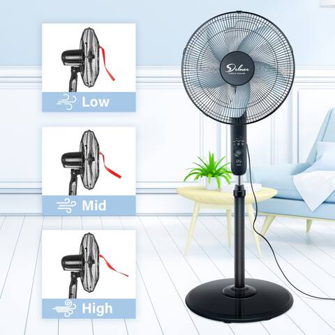Simple Deluxe Oscillating 16 Adjustable 3 Speed Pedestal Stand Fan