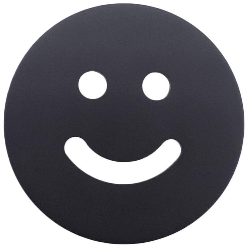 Hapny Home SM-25 Smiley 1-1/2" Round Luxury Designer Solid Metal Emoji - Matte Black