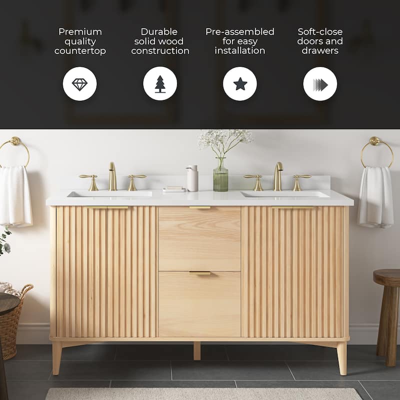 Gabi Bathroom Vanity with White Engineered Stone Top